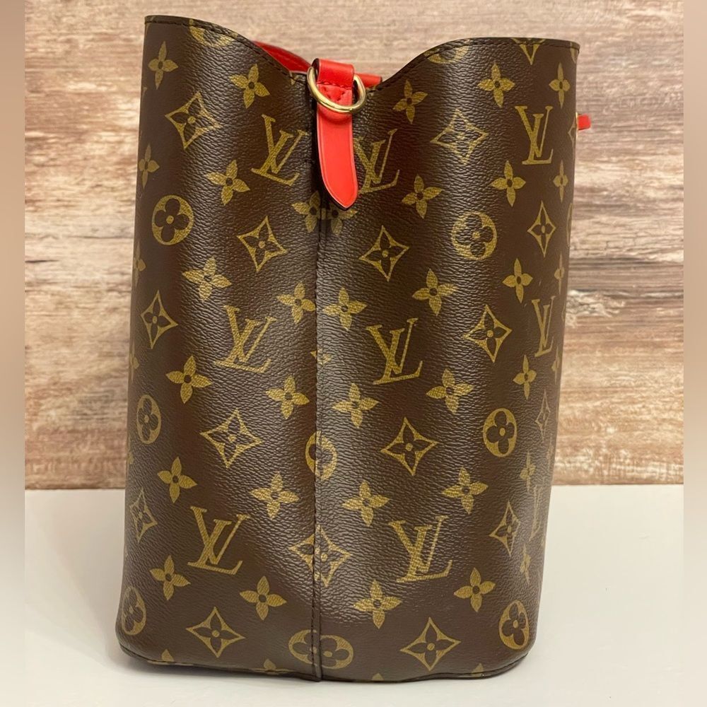 💕SOLD💕Louis Vuitton Monogram Brown Poppy Red NeoNoe Shoulder Handbag Purse - Picture 4 of 16